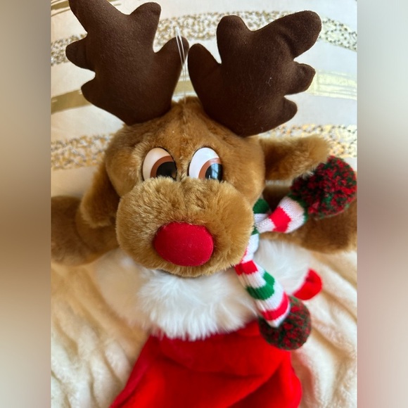 Vintage Rudolph Rudy Wishmas Christmas Stocking Reindeer Commonwealth Plush 1989 - Picture 2 of 7